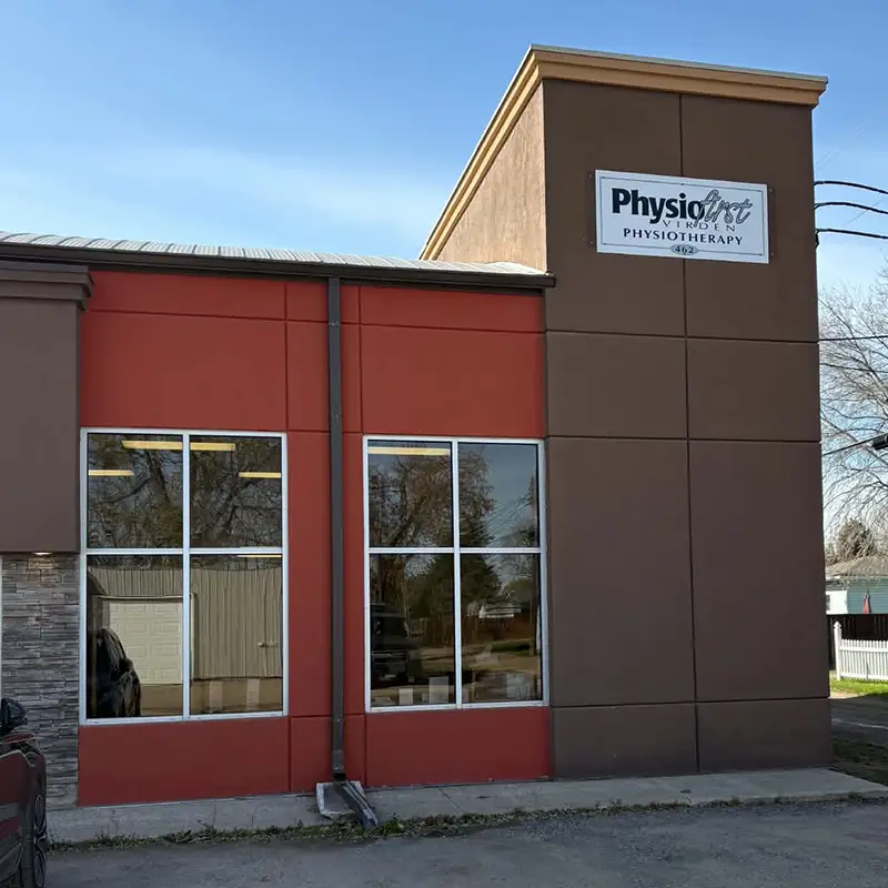 Exterior view of the Physiofirst physiotherapy clinic building in Virden, Manitoba